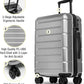 KYME Suitcases with Wheels Hardshell 30 Inch Luggage TSA Approved Large Checked Luggage Durable Travel Rolling Suitcase with Cup Holder for Women Men Silver Grey