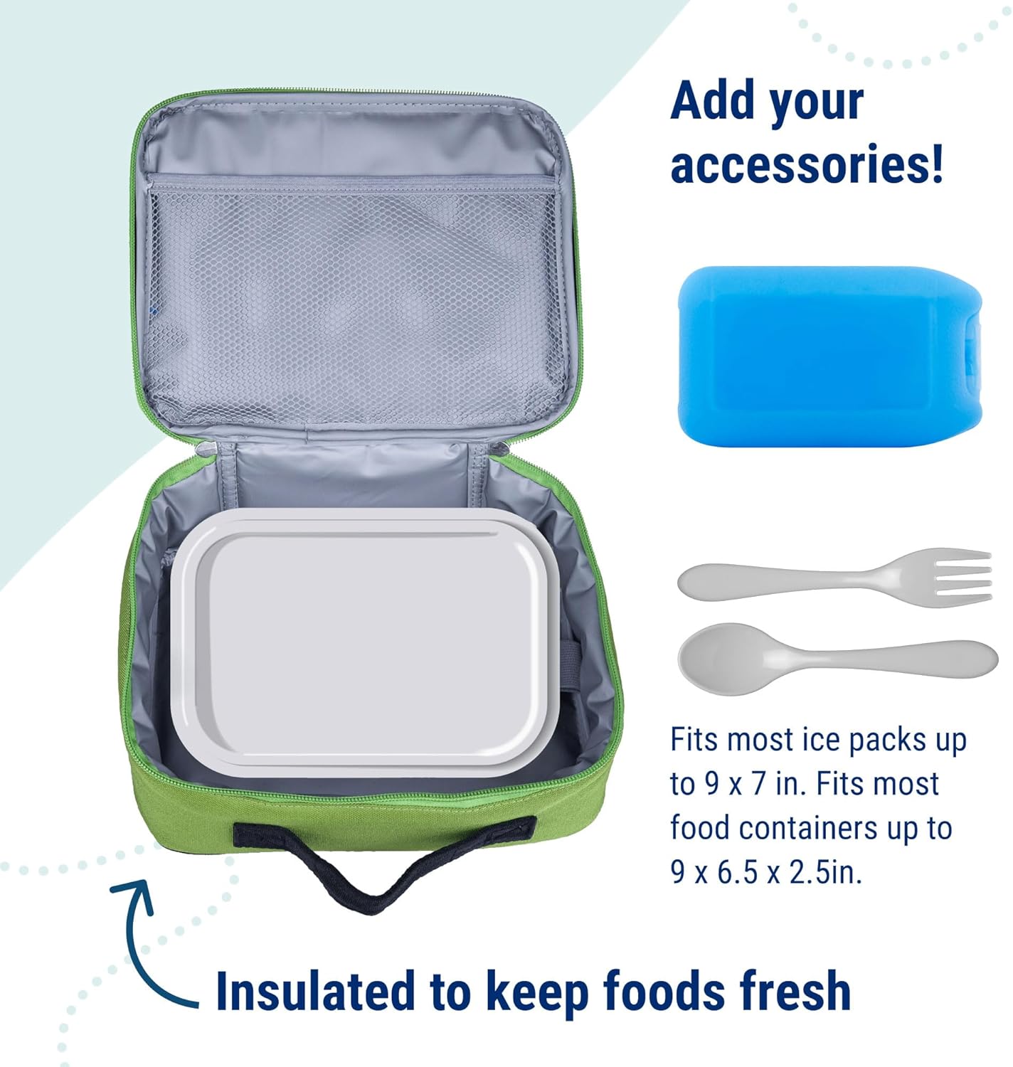Wildkin Kids Insulated Lunch Box – Durable and Reusable for School & Travel - Parrot Green