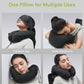 BENEUNDER Travel Neck Pillow for Airplane, Inflatable Compact 360°Head Support Pillow, Comfortable Breathable Cover for Travel, Train,Car with Storage Bag, Black
