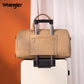 Wrangler Travel Duffel Bag Large Weekender Bag for Women Designer Carry on Overnight Bag for Trips Leather Luggage Bag Khaki - Roamly