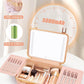 Kalolary Travel Makeup Train Cases with Lighted Mirror 3 Color Setting, Makeup Bag Cosmetic Case Organizer Adjustable Brightness Portable Makeup Storage Box For Makeup Brushes Accessories Tools,Pink