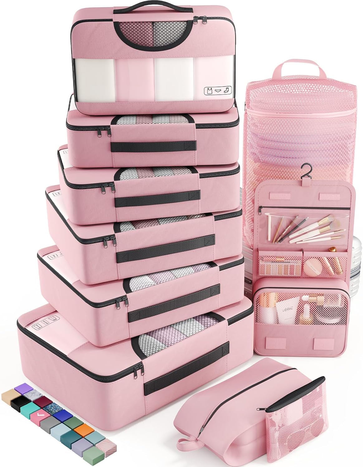 Veken 10 Set Packing Cubes for Travel Essential, Suitcase Organizer Bags in 4 Sizes, Carry-On Luggage Accessories with Large Laundry & Hanging Toiletry Bag, Must-Have for Airplane, Road Trip & Camping - Roamly