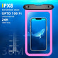 Temdan 2 Pcs Waterproof Phone Pouch, [Up to 10" Large] Universal IPX8 Waterproof Cell Phone Case Dry Bag with Lanyard for iPhone 16 Pro Max/16E/15/14/13,Galaxy S25 Ultra/S24/S23 for Vacation -Pink