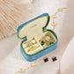Small Travel Jewelry Case, Mini Tiny Plush Velvet Jewelry Box for Women and Girls, Pocket Size Jewelry holder organizer for Rings Earrings and Small Items(Coral Blue)