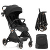 Gravity Folding Baby Stroller - Portable Travel Toddler Stroller w/Adjustable Backrest & Canopy, Lightweight and UV Protected, One-Hand Automatic Folding - Black