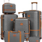 Joyway Luggage Set 3 Piece Suitcase Sets with Spinner Wheel,Hardside Expandable Travel Laggage with TSA Lock (13/20/24/28 Grey brown