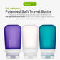 humangear GoToob+ 3-Pack (Medium) | Refillable Silicone Travel Bottle | Locking Lid | Food-Safe Material, Clear/Purple/Teal, Medium (2.5 fl.oz.; 74ml)