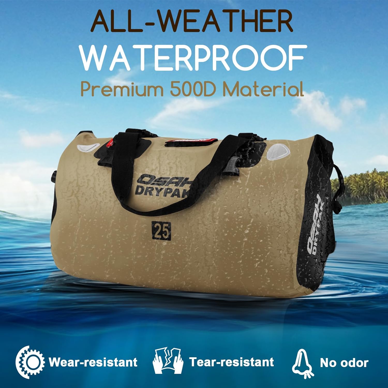 Waterproof Duffel Bag - Motorcycle Dry Bag Tail Bag with Large Storage Space, Waterproof Luggage Duffle Bags with Outer Mesh Zipper Pocket for Camping, Kayaking, Fishing & Traveling - Roamly