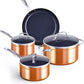 Nuwave Healthy Duralon Blue Ceramic Nonstick Coated 7pc Cookware Set, Scratch-Resistant Diamond Infused, PFAS Free, Induction Ready & Evenly Heats, Oven Safe, Tempered Glass Lids