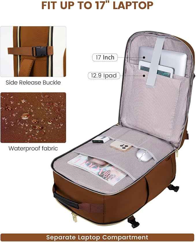 LOVEVOOK 50L Travel Backpack for Women & Men, Airline Approved Carry On Luggage with 3 Packing Cubes, TSA Overnight Bags, Waterproof Personal Item Bag, Weekender Essentials Backpacks fits 17" Laptop