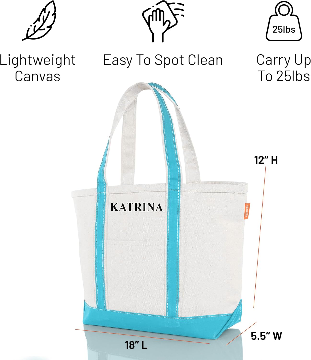 CB STATION Medium Classic Canvas Tote Bag for Women, Top Zipper Closure, Outer Pocket, Daily Essentials, Groceries, Traveling