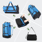 Vomgomfom 86L Collapsible Wheeled Luggage With Removable Backpack Straps,Waterproof Rolling Duffle Bag with Quilted Base,No Telescope Handle,Blue - Roamly