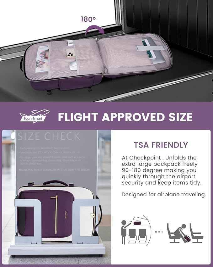 LOVEVOOK 50L Travel Backpack for Women & Men, Airline Approved Carry On Luggage with 3 Packing Cubes, TSA Overnight Bags, Waterproof Personal Item Bag, Weekender Essentials Backpacks fits 17" Laptop