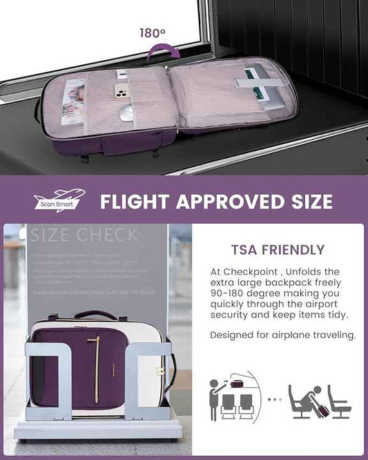 LOVEVOOK 40L Travel Backpack for Women & Men, Airline Approved Carry On Luggage with 3 Packing Cubes, TSA Overnight Bags, Waterproof Personal Item Bag, Weekender Essentials Backpacks fits 17" Laptop