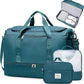 Extra Large Travel Duffle Bag,Carry on Overnight Weekend Bag with Shoes Compartment,Weekender Bags for Women for Travel Business Trips Sport Hospital,3 Pcs Set,Peacock Blue