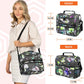 OPUX Lunch Box For Women, Insulated Large Lunch Bag Adult Work, Double Decker Lunchbox Meal Prep, Dual Compartment Leakproof Lunch Cooler, Lunch Pail Tote for Girls Kids School, Floral Gray 16 Cans
