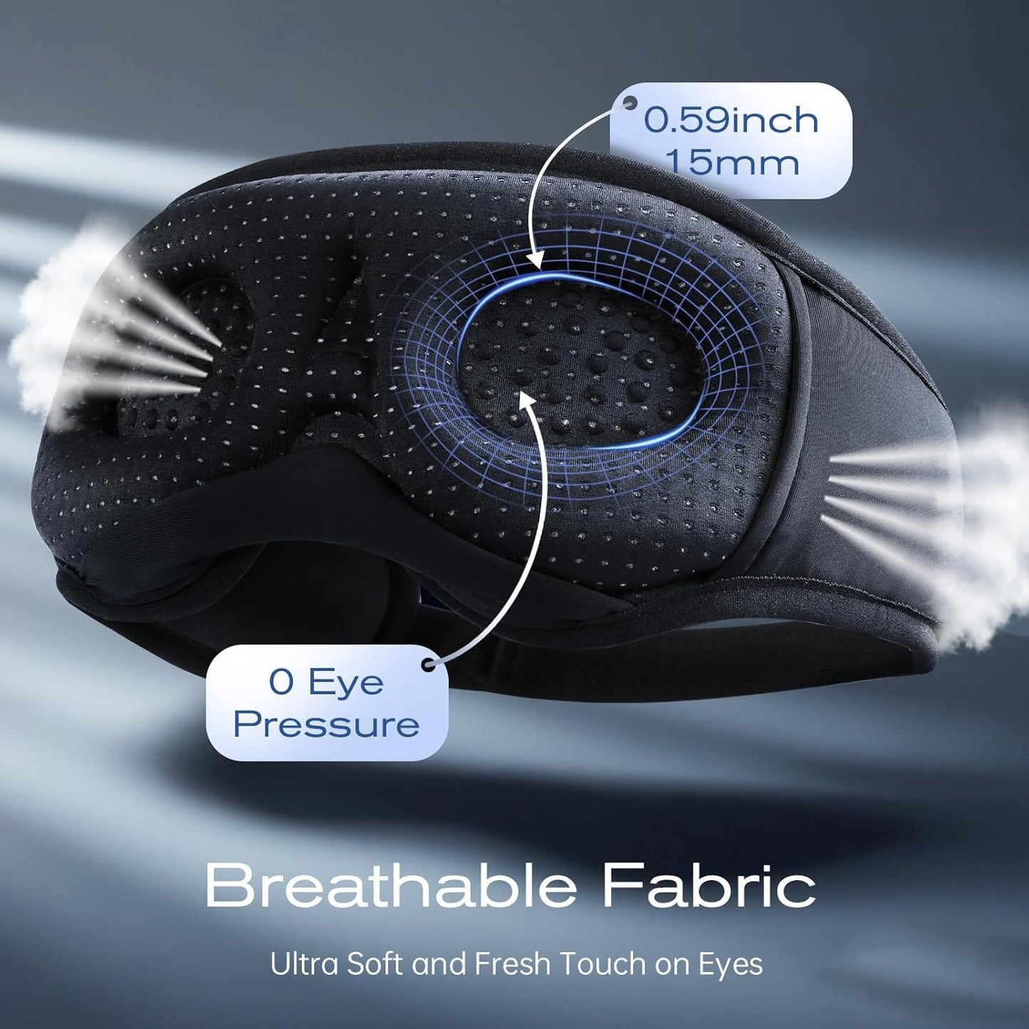 3D Sleep Mask with Bluetooth Headphones, Sleeping Headphones for Side Sleepers, Wireless Music Eye Mask with Ultra-Thin Stereo Speakers for Men, Women, Tech Gifts, Deep Green