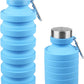 Nefeeko Collapsible Water Bottle, Reuseable BPA Free Silicone Foldable Water Bottles for Travel Gym Camping Hiking, Portable Leak Proof Sports Water Bottle with Carabiner