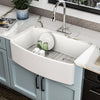 33 White Farm Sink - Fulorni 33"x20" Curved Apron Front Farmhouse Kitchen Sink Ceramic Porcelain Fireclay Single Bowl Farmer Style Basin