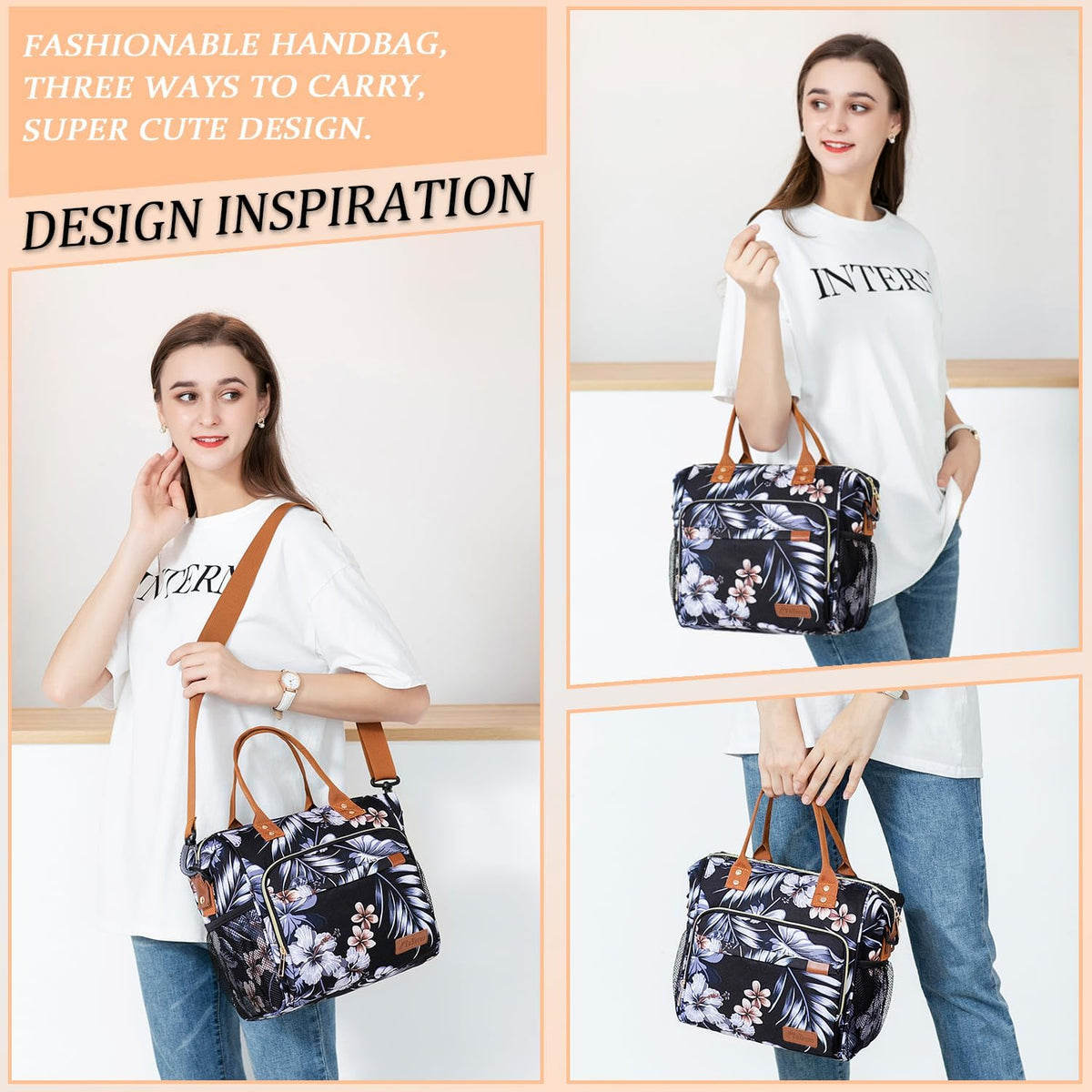 Hibiscus Lunch Box for Women Adult Insulated Lunch Bag Ladies Lunch Tote Bag for Work Loncheras para Mujer de Trabajo