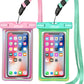 AiRunTech Waterproof Phone Pouch,Floating Waterproof Phone Case with Adjustable Lanyard,Beach,Cruise,Vacation Essentials,Summer Travel Phone Protector-2 Pack(Green + Pink)