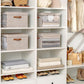 StorageWorks Storage Bins with Lid and Clear Window, Fabric Storage Boxes with Lids, Stackable Basket for Shelves, Closet Organizer and Storage Bins, Brown and Beige, Jumbo, 4-Pack