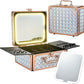 Makeup Train Case with Magnetic LED Mirror Makeup Organizer Box Travel Cosmetic Case with 3 Colors LED Mirror Portable Vanity Make up Suitcase with Lockable Keys Dividers Brush Holder, Silver