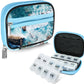 Serfeymi Weekly Travel Pill Organizer Pill Case for Purse with Removable 7 Day Pill Box, Fashionable Travel Medicine Organizer Pill Container for Medicine, Vitamin, Supplement - Blue 03 + Pill Box