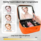 Travel Makeup Bag with LED Mirror and Light Travel Makeup Case Cosmetic Organizer Portable Cosmetic Brush Organizer Bag with Adjustable Dividers for Cosmetics Makeup Brushes Toiletry (Orange)
