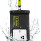Pelican Marine - IP68 Waterproof Phone Pouch (XL Size) Floating Waterproof Phone Case - Beach Cruise Ship Travel Essentials - Works with All Phones - Detachable Lanyard - Black/Hi-Vis Yellow