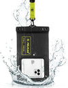 Pelican Marine - IP68 Waterproof Phone Pouch (XL Size) Floating Waterproof Phone Case - Beach Cruise Ship Travel Essentials - Works with All Phones - Detachable Lanyard - Black/Hi-Vis Yellow