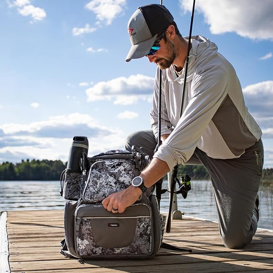 Piscifun Fishing Backpack with 2 Rod Holders & 4 Tackle Boxes, Large Tackle Storage Bag With Rain Cover for Fishing Gear