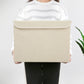 Large 42 Quarts Collapsible Stackable Storage Bins Cube with Lids [3-Pack] Foldable Fabric Linen Storage Boxes, Closet Organizer Baskets with Label for Home (16.7 x 12 x 12, Beige)