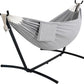 Lazy Daze Hammocks Double Hammock with 9ft Space-Saving Steel Stand Includes Portable Carrying Case, 450 Pounds Capacity (Light Gray)