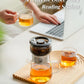 ZENS Modern Glass Tea Infuser Teapot Set, Smart One Touch Tea Maker for Loose Tea Diffusers with 2 Gongfu Cups, Cool Enchanted Tea Pot Alternatives for Black Tea Lovers Gifts-400ml