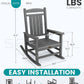 SERWALL Outdoor Rocking Chair Set of 2, HDPE Patio Rocking Chair All-Weather Porch Rocker for Balcony, Yard, Gray