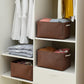 TheWarmHome Decorative Basket Rectangular Fabric Storage Bin Organizer Basket with Handles for Clothes Storage (Brown,Large-3Pack,15.7L*11.8W*8.3H)