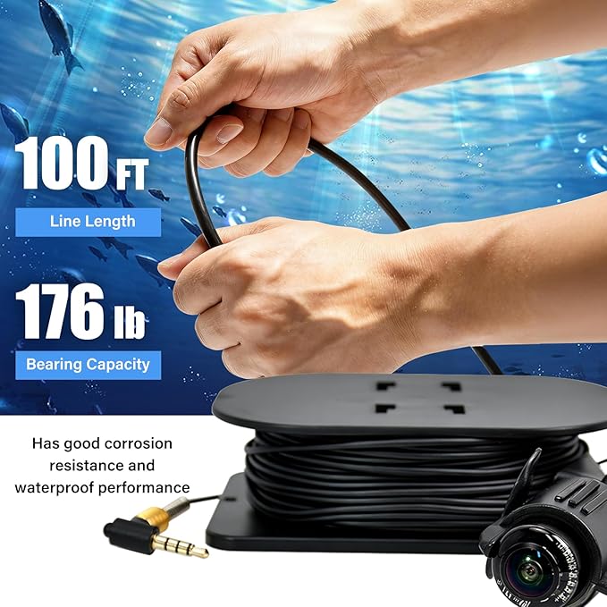 Fish Finder Depth Finder, 4.3 Inch Underwater Fishing Camera Portable Fishfinder with 480 * 272 HD Display, 100FT/Waterproof IP68, for Kayak/Boat/Ice Fishing, Includes Transducer & Mounting Kit