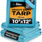 Tarps Heavy Duty Waterproof 10x12-12 mil Thick Camping Tent - Blue Tarp 10x12 UV Resistant, Rip & Tear Proof with Metal Grommets – Multipurpose Use for Camping, Tent, Boat, RV, Car, & Pool Cover