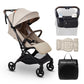 Lightweight Baby Travel Stroller with Carbon Fiber Frame, Compact & Airplane-Friendly, One-Handed Folding Design, 11.6 lbs, Perfect for Toddlers, Organizer & Cushion Included, Simply Taupe