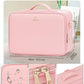 Relavel Makeup Bag with LED Mirror, 16.2 inches Large Professional Makeup Case for Makeup Artists, Travel Portable Cosmetic Organizer Storage Box, Vanity Case with 3 Colors Lighted Mirror, Pink