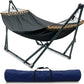 Tranquillo Universal Hammock with Stands Electro Static Coated Steel, Adjustable Foldable Hammock Stand with 2 Layered Polyester Net and Carry Bag for 2 Persons (Canvas - Grey)