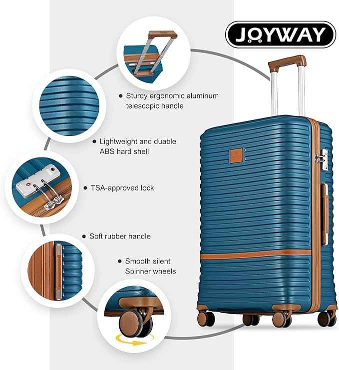 Joyway 28 Inch Luggage with Spinner Wheels, Lightweight Hard Shell Large suitcase, 3 Piece Luggage Sets with TSA Lock, Blue