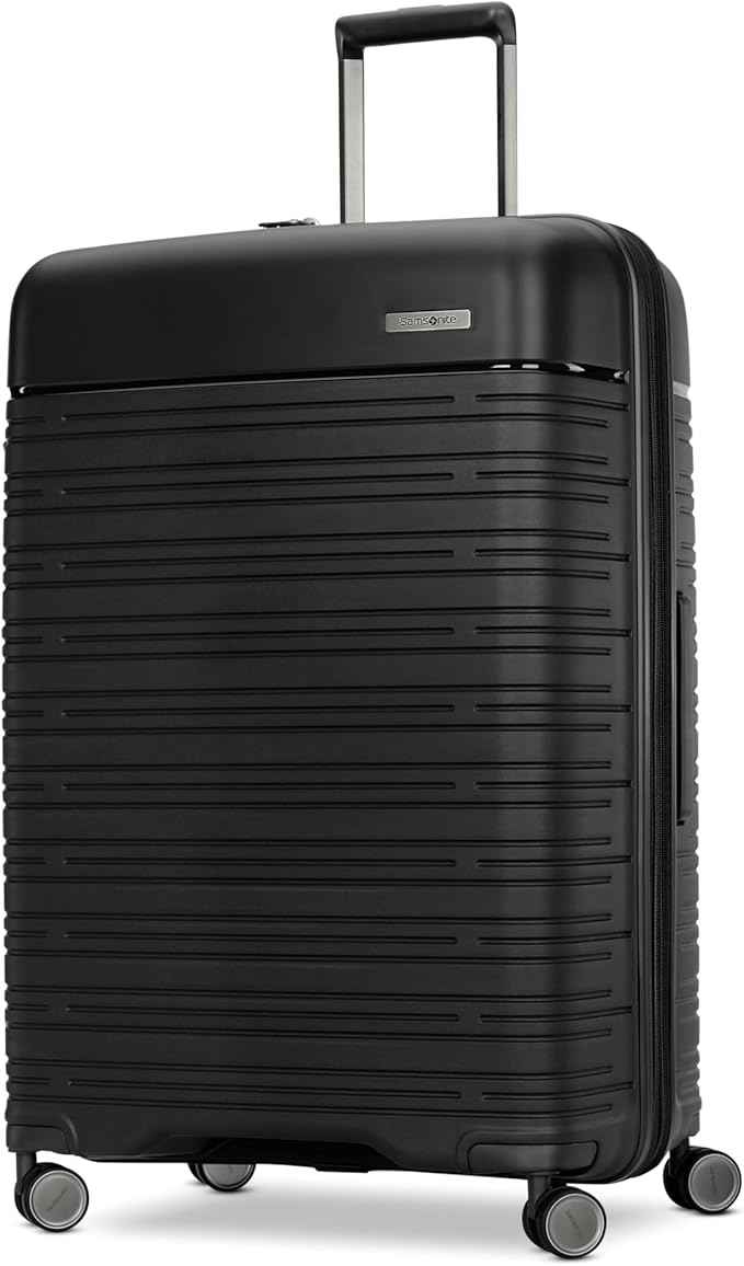 Samsonite Elevation Plus - Large Hardside Luggage - Scratch Resistant Polypropylene Shell, RightHeight™ Adjustable Handle, Integrated AirTag Holder, TSA Lock, WetPak™ Compartment - Triple Black
