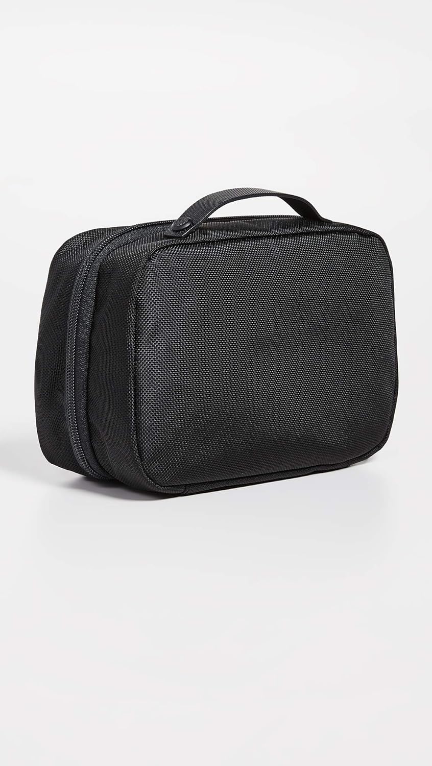 TUMI Alpha Split Travel Kit - Compact Toiletry Bag for Men & Women - Features Removable Leather Handle & 3 Zip Pockets - Black - Roamly
