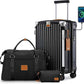 Joyway 20in Carry On Luggage with Cup Holder and USB Port, 25% Expandable Capacity, Smart Suitcase with Anti Slip Wheels and Handbag, Perfect for Men and Women 3 Piece Set Black