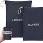Travel Laundry Bag (2 Pcs - Large + Small) - Foldable Waterproof Washable Wet Dry Bag for Gym, Swimming, Yoga, and Workout Perfect for Dirty Clothes, Bathing Suits, Travel Accessories - Navy Blue