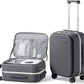 mixi 20 Inch Carry On Luggage 22x14x9 Airline Approved PC Hard Shell Suitcase Top Opening Aluminum Frame Travel Suitcases with Wheels, Rock Gray