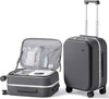 mixi 20 Inch Carry On Luggage 22x14x9 Airline Approved PC Hard Shell Suitcase Top Opening Aluminum Frame Travel Suitcases with Wheels, Rock Gray