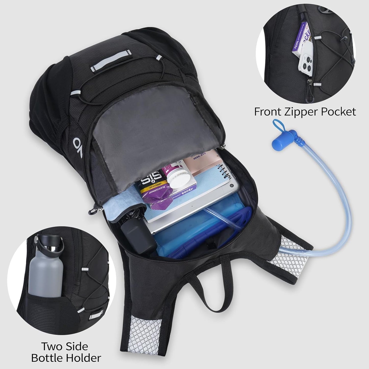 Lightweight Hydration Backpack, Running Backpack with 2L Water Bladder, Hydro Water Daypack for Cycling Hiking Rave for Men Women